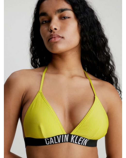 Calvin Klein Triangle Bikini Top - Intense Power in Yellow | Lyst UK