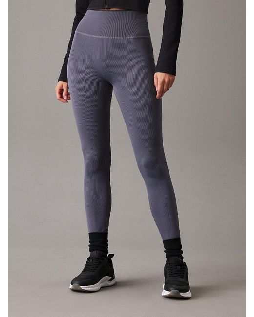 Calvin Klein Gray Ribbed 7/8 Gym Leggings