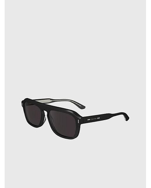 Calvin Klein Black Modified Rectangle Sunglasses for men