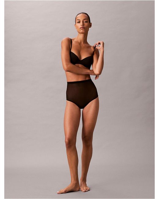 Calvin Klein Black Minimalist Mesh High Waist Thong