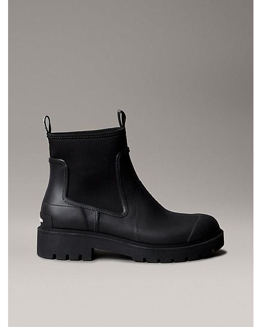 Calvin Klein Black Jeans Heeled Lug Sole Chelsea Rain Boots for men