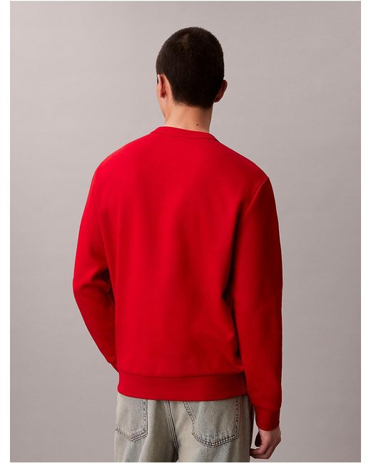 Calvin Klein Red Calvin Klein Fleece Velvet Monologo Graphic Relaxed Sweatshirt for men