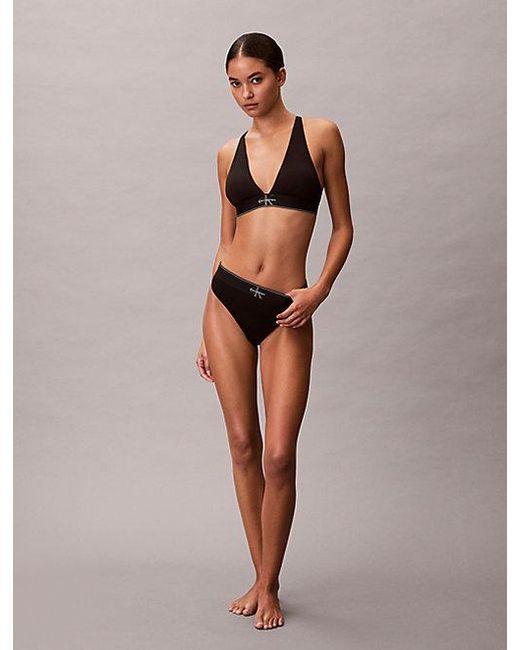 Calvin Klein Black Triangle Bralette Graphic Monogram Microfibre Stretch