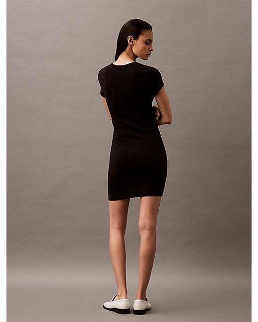 Calvin Klein Black T-Shirt-Kleid Aus Weicher Stretch-Baumwolle