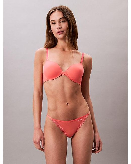 Calvin Klein Pink Bikini Briefs Micro Stretch With Lace