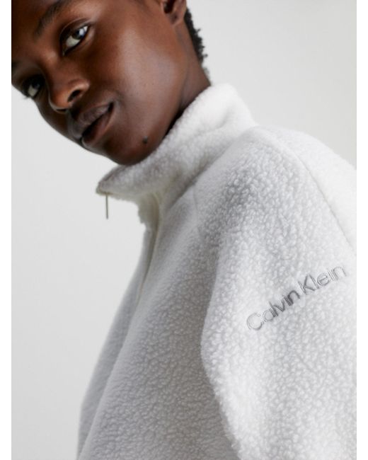 Calvin Klein Teddy Sherpa Hybrid Hoodie in White | Lyst UK
