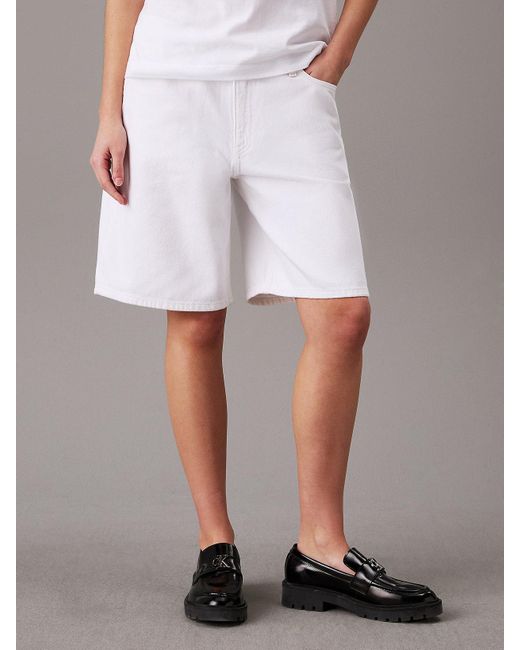 Calvin Klein White 90's Straight Denim Shorts