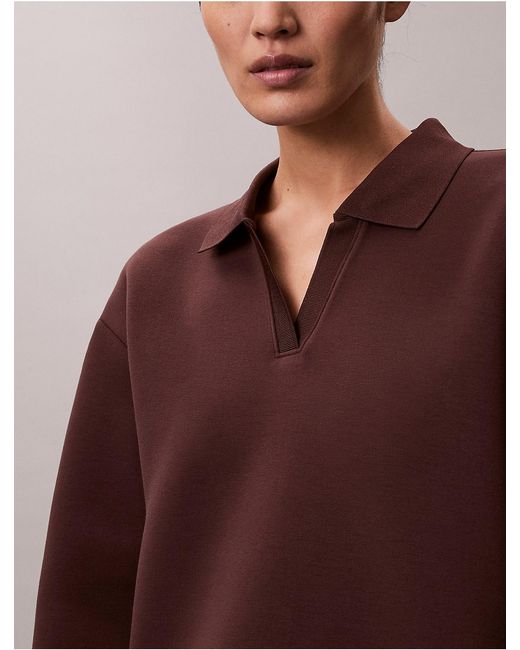 Calvin Klein Brown Smooth Mini Polo Sweatshirt Dress