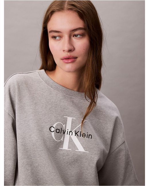 Calvin Klein Gray Relaxed Monogram Sweatshirt