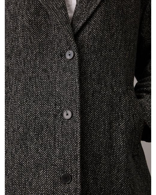 Calvin Klein Black Wool Melange Long Coat