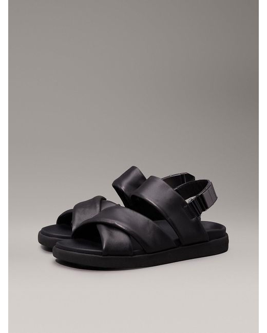 Calvin Klein Gray Leather Sandals for men