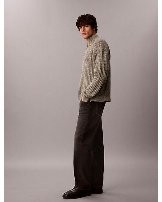 Calvin Klein Multicolor Jeans Heathered Cotton Zip Cardigan for men