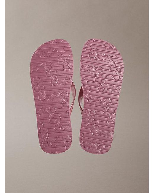 Calvin Klein Pink Pearlised Platform Flip Flops