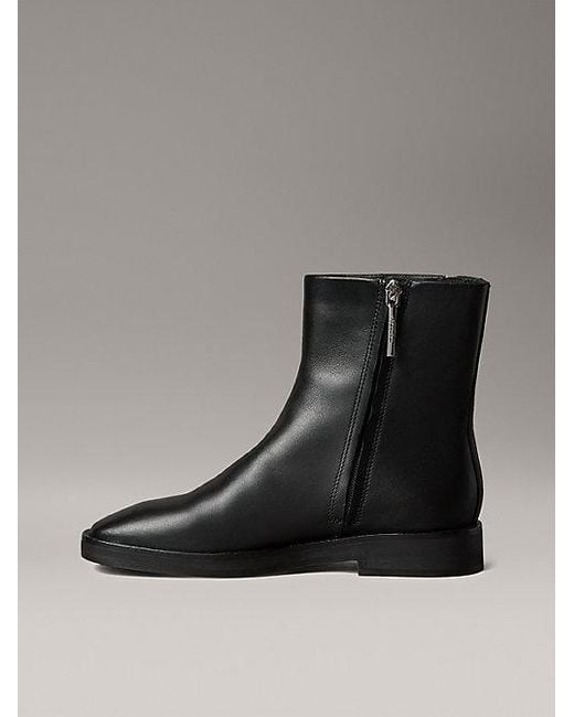 Calvin Klein Black Ankle-Boots Aus Leder Mit Reißverschluss
