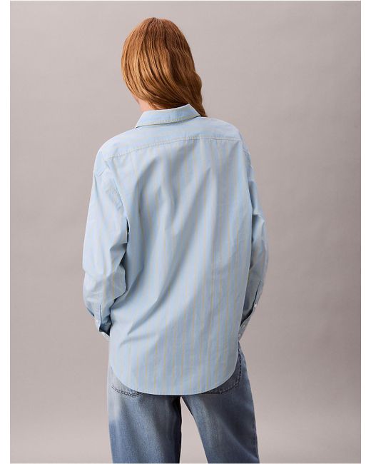 Calvin Klein Blue Striped Button-Up Shirt