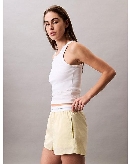 Calvin Klein Natural Pyjama-Shorts Aus Baumwoll-Popeline