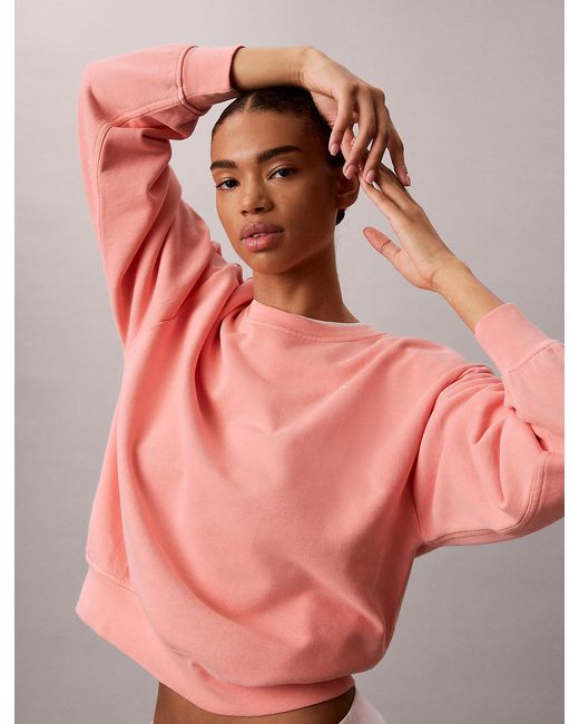 Calvin Klein Pink Relaxed Cotton Terry Monogram Sweatshirt