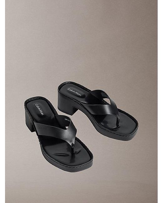 Calvin Klein Multicolor Milana Leather Heeled Thong Sandals
