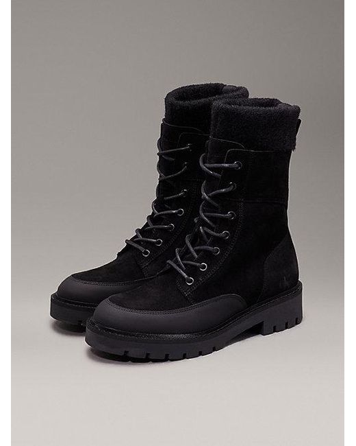 Calvin Klein Black Wildleder-Boots Für Den Winter