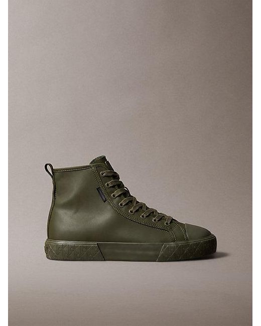 Calvin Klein Brown Leather Durable Traction Chunky Trainers for men