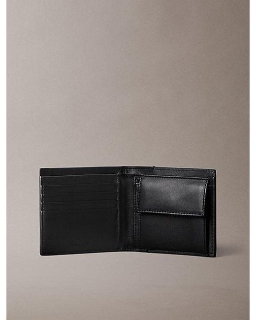 Calvin Klein Gray Allover Emblem Logo Bifold Wallet With Coin Pouch for men