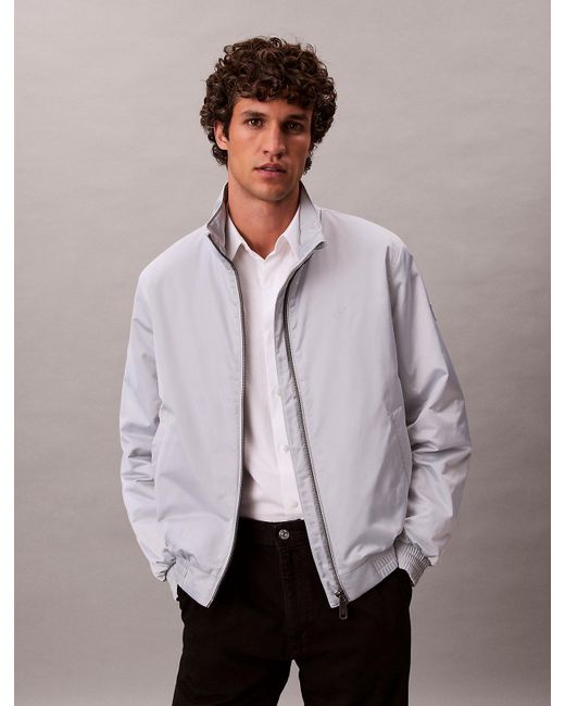 Calvin Klein Gray Padded Zip Mock Neck Jacket for men
