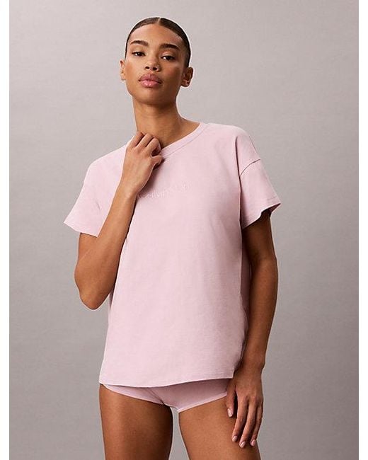 Calvin Klein Pink Relaxed T-Shirt Cotton Stretch Lounge