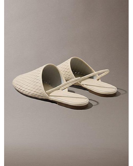 Calvin Klein Gray Leather Slingback Mules