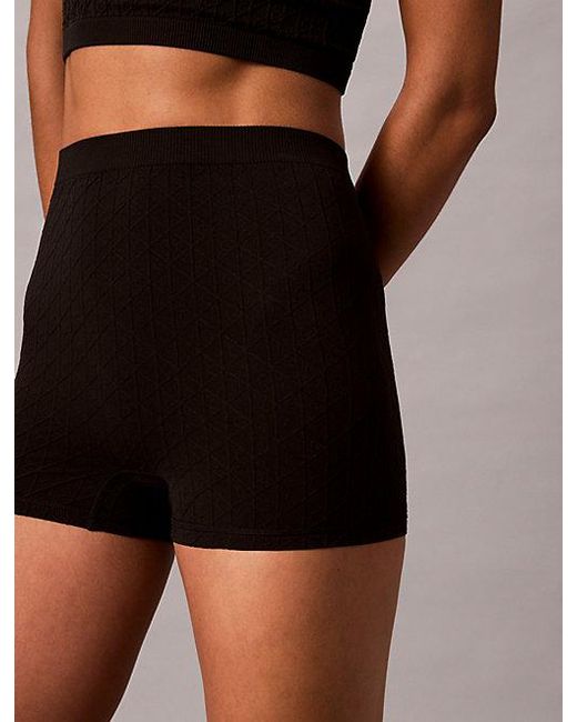 Calvin Klein Black Rib Emblem Seamless Pyjama Shorts