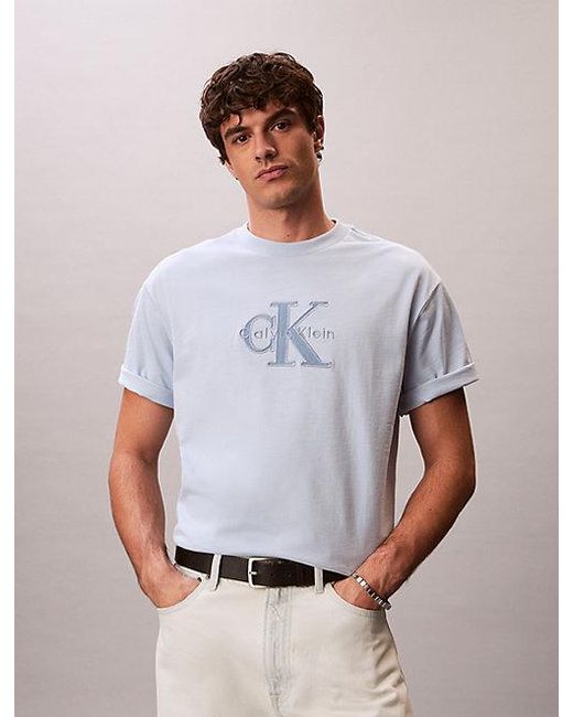 Calvin Klein White Jeans Relaxed Logo Appliqué T-Shirt for men