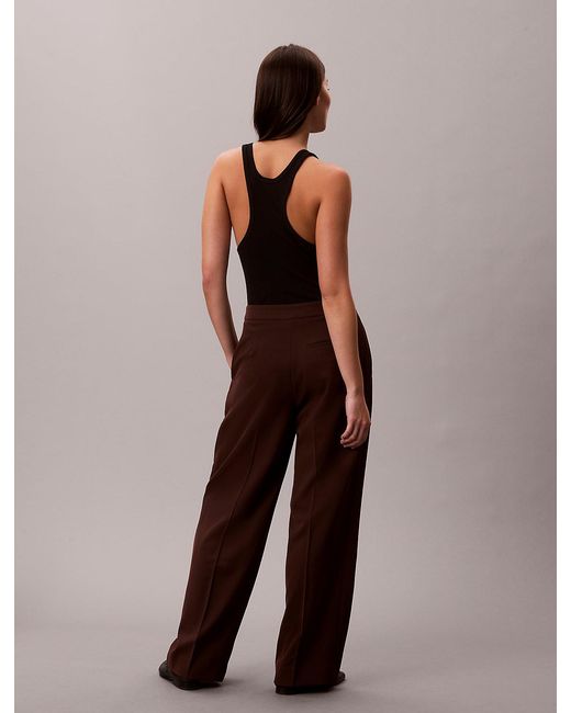 Calvin Klein Brown Soft Crepe Pleated Trousers
