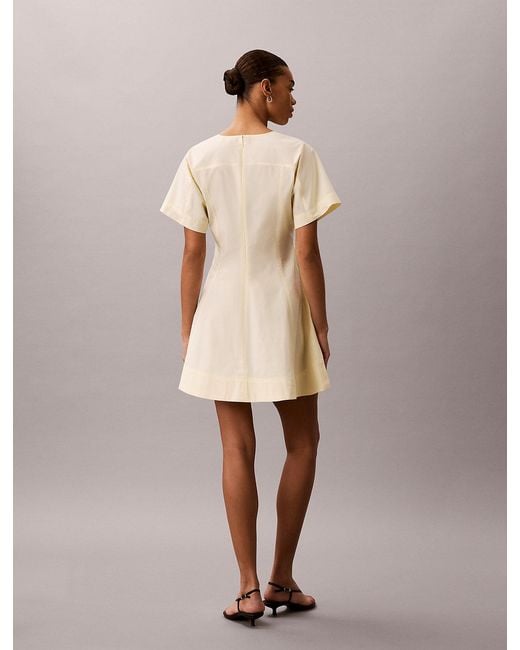Calvin Klein Natural Short Sleeve Poplin Mini Dress