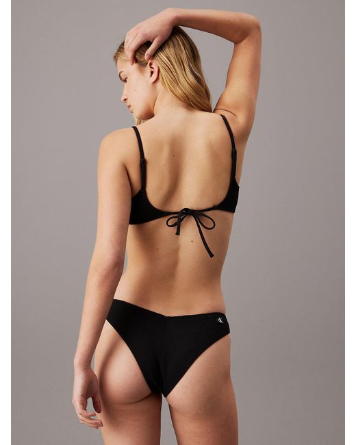 Calvin Klein Black Brazilian Bikini Bottoms - Ck Monogram Texture
