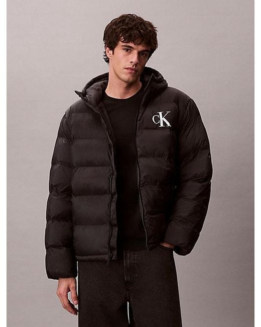 Calvin Klein Brown Jeans Monogram Puffer Jacket for men