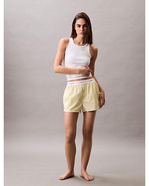 Calvin Klein Natural Pyjama-Shorts Aus Baumwoll-Popeline