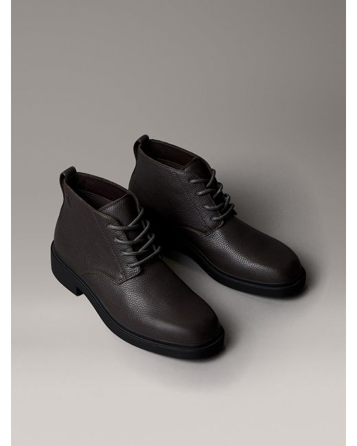 Calvin Klein Black Leather Airfit Lugged Desert Boots for men