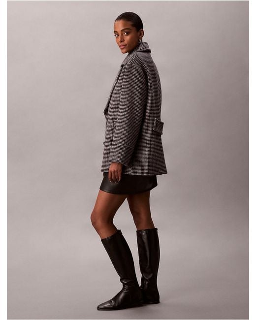 Calvin Klein Gray Houndstooth Peacoat