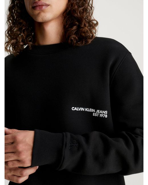 Calvin Klein Black Spray Print Logo Sweatshirt for men