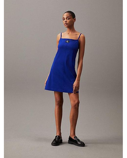 Calvin Klein Milano Jersey Camisolejurk in het Blue