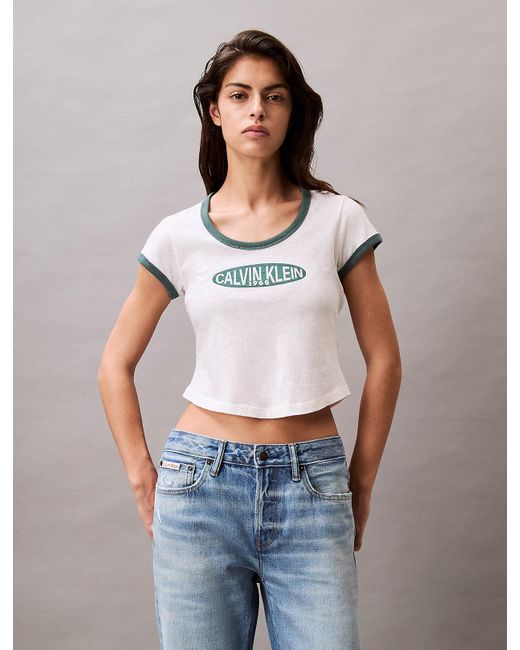 Maglietta Per Neonati Logo Graphic di Calvin Klein in Gray