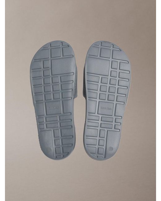 Calvin Klein Gray Canvas Contoured Logo Sliders