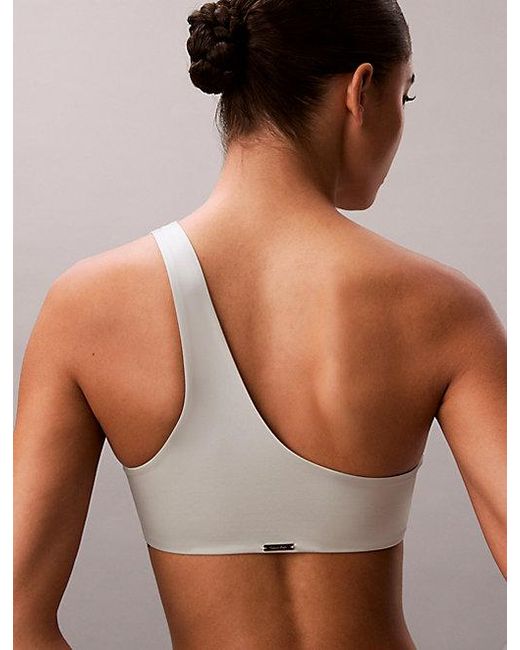 Calvin Klein Gray One Shoulder Bikini Top Ck Shine