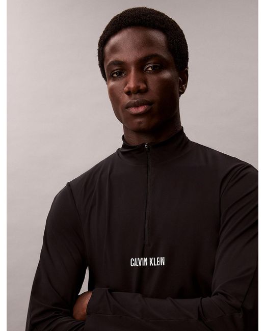 Calvin Klein Black Performance 1/4 Zip Long Sleeve Gym T-Shirt for men