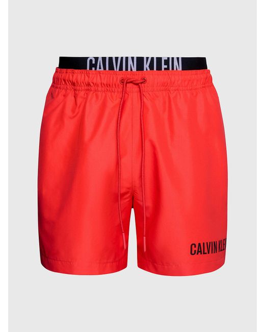 Calvin Klein Red Double Waistband Swim Shorts - Intense Power for men
