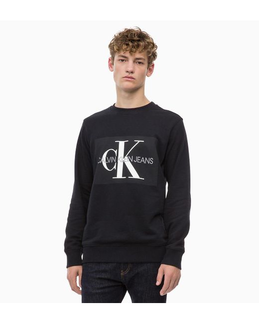 Calvin Klein Core Monogram Logo Sweatshirt Men's Sweatshirt In Black