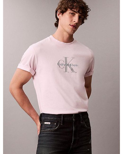 Calvin Klein Pink Jeans Monogram Logo T-Shirt for men