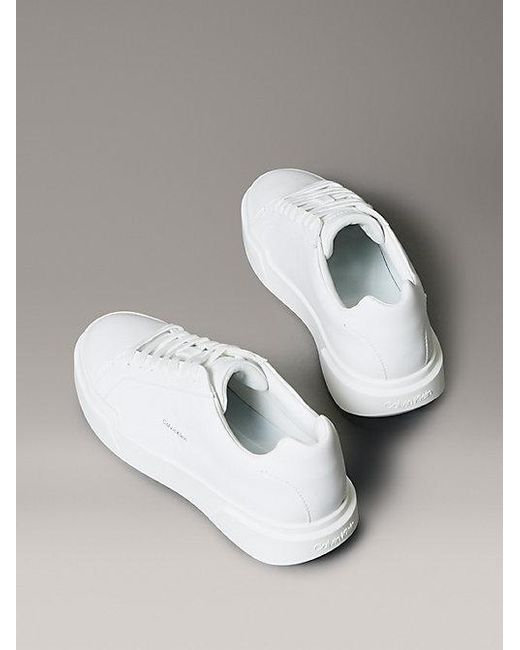 Calvin Klein White Leather Durable Traction Chunky Trainers