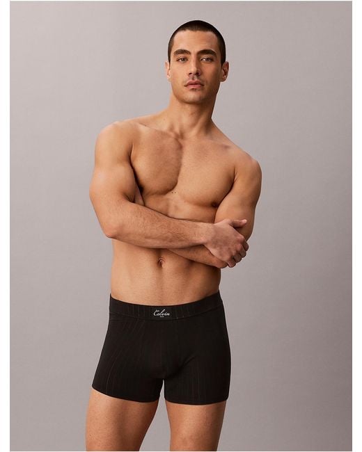 Calvin Klein Black Cotton Stretch Script Patch Trunk for men