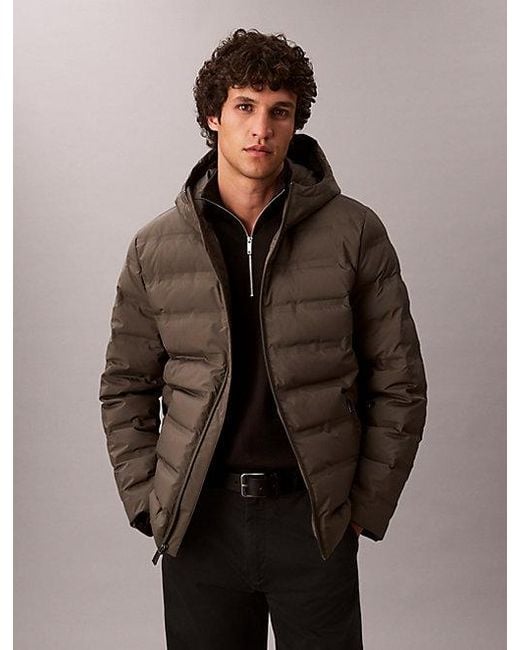 Calvin Klein Brown Packable Embossed Logo Quilted Puffer Jacket for men
