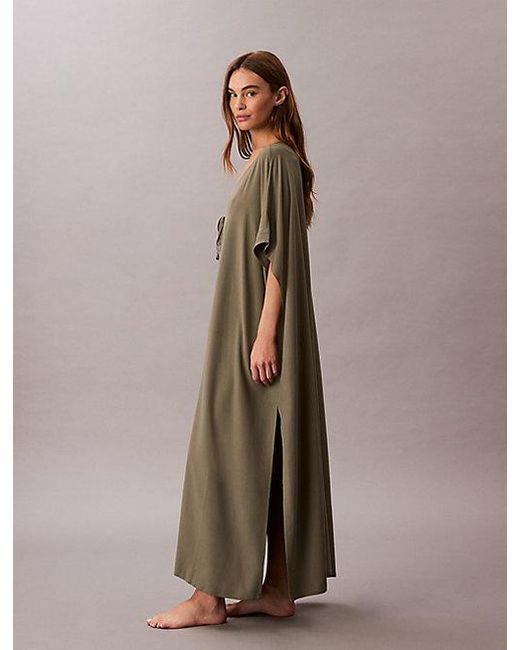 Calvin Klein Brown Strand-Kaftan Aus Viskose-Leinen